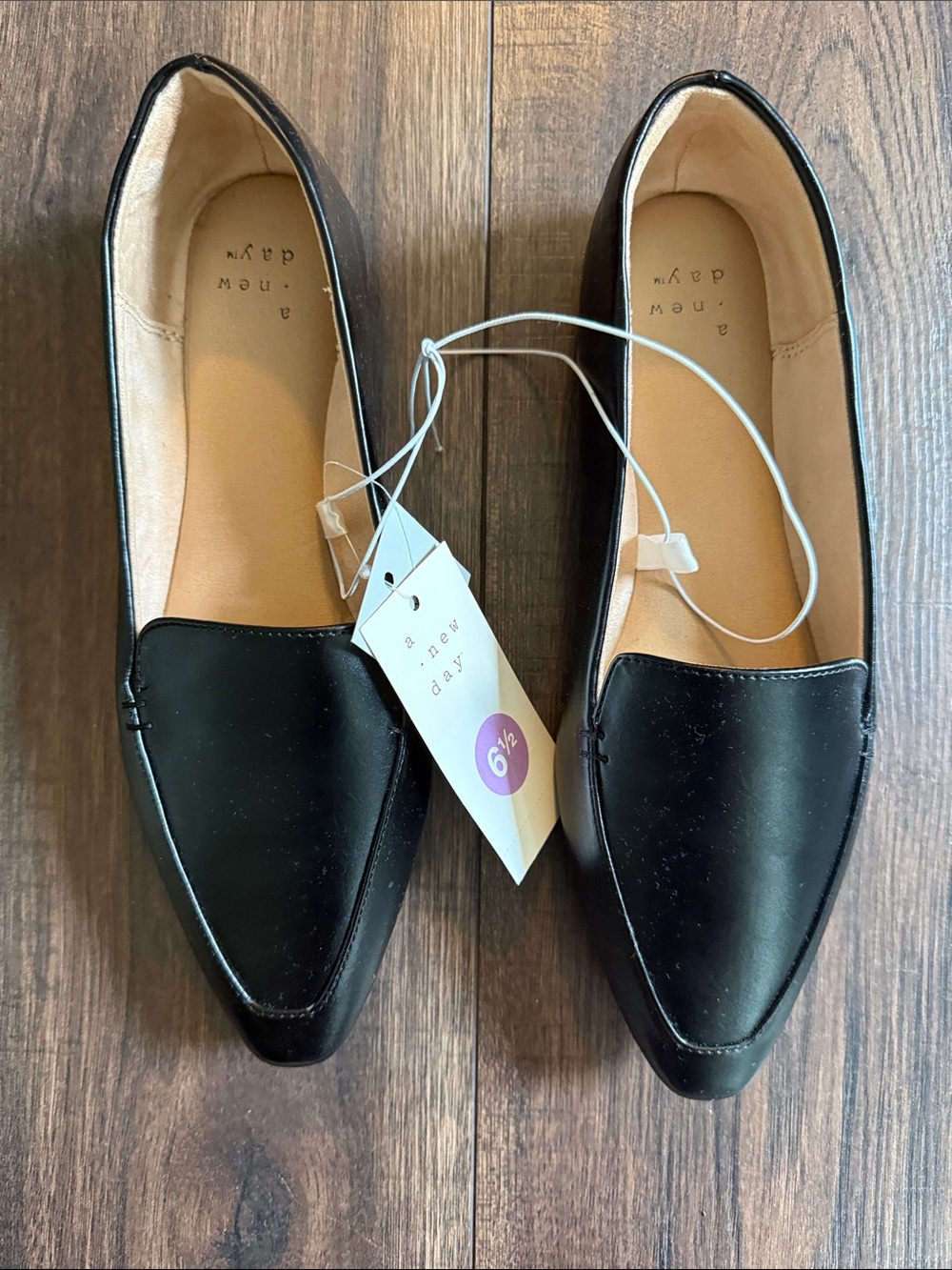 a new day Black Pointed Toe Women's Loafers - Smooth Slip-On Flats